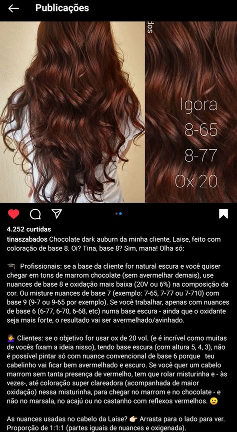 Chocolate Gold Hair Color, Chocolate Auburn Hair Formula, Schwarzkopf Copper Formula, Igora Hair Color Formulas, Chocolate Copper Hair Formula, Cowboy Copper Formula, Igora Formulas, Copper Brunette Hair, Copper Hair Brunette