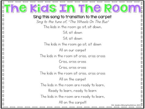 Come To The Carpet Song, Transition Strategies Preschool, The Carpet Song, Carpet Song, Transition Songs For Preschool, Preschool Displays, Transition Songs, Transition Ideas, Star Room