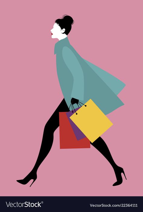 Shopping Bags Illustration, Shopping Bag Illustration, Woman With Shopping Bags, Luau Party Food, Running Illustration, Shoping Bag, Walking On The Street, Challenge Ideas, Bag Illustration