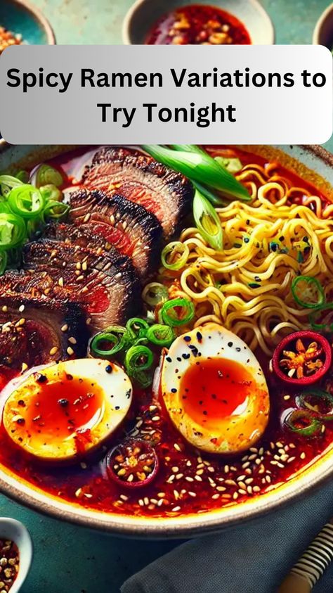 This is more than just a dish; it's an experience. The fiery heat of chili paired with umami-rich broth creates a culinary adventure in every bite. From spicy beef ramen to creamy tonkotsu variations, there’s a bowl for every palate.
#spicyramen
#spicy
#ramen
#ramenvariations Spicy Shoyu Ramen, Spicy Ramen Bowl Recipe, Spicy Ramen Sauce Recipe, Short Rib Ramen Recipe, Spicy Beef Ramen, Spicy Beef Soup, Spicy Ramen Noodle Recipes, Spicy Ramen Noodles, Ramen Flavors