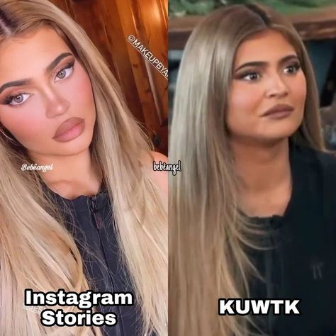 Kylie Jenner Reality Vs Instagram, Kylie Jenner Plastic Surgery, Face Plastic Surgery, Botox Lips, Instagram Vs Real Life, Celebs Without Makeup, Kylie Jenner Instagram, Face Art Makeup, Celebrity Plastic Surgery