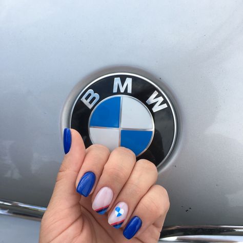 Bmw Inspired Nails, Bmw M Nails, Bmw Nails, Racing Nails, Luv Nails, White Gel Nails, Gucci Nails, Image Nails, Nail Art Images