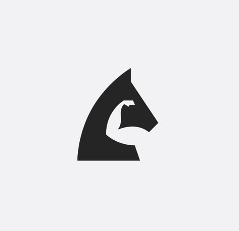 Powerful Horse Logo For Gyms by Julius Seniūnas. Negative space logo design. #creative, #logo, #brand, #logodesign, #logotype, #logoinspirations, #clever, logo ideas, logo design inspiration, graphic design logo, logo branding, #horse, #power, #strong, #gym, #animal Manly Logo Design, Strength Logo Design, Hero Logo Design Ideas, Hero Logo Design, Fitness Logo Inspiration, Fitness Logo Ideas, Gym Logo Ideas, Logo Design Gym, Gym Logo Design Ideas