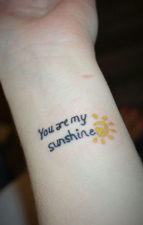 Small You Are My Sunshine Tattoo, You Are My Sunshine Tattoo, My Sunshine Tattoo, Sons Tattoo, Mommy Daughter Tattoos, Son Tattoos, Sunshine Tattoo, Mom Daughter Tattoos, Tattoo Tips