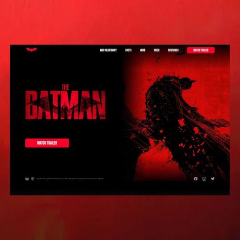 The coolest project yet!
The Batman website inspired by the NEW movie (2022) collects all the info about your fav hero you want to unmask. All wrapped up in a grim but familiar atmosphere. #webdesign #popculture #uidesign #batman2022 The Batman Movie, Batman Inspired, Banner Design Inspiration, Movie Website, Animated Invitations, Hero Movie, Homepage Design, Sports Graphic Design, Animation Movie