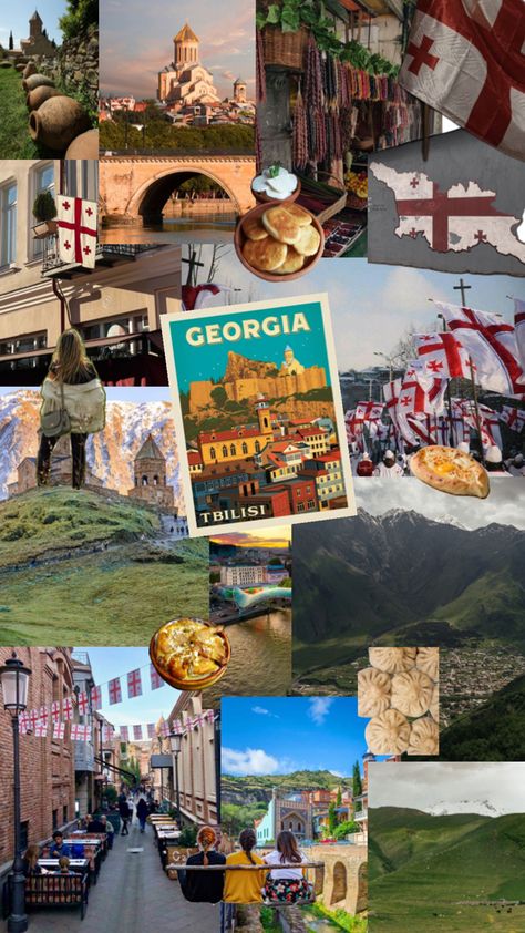 #collage #aesthetic #country #Georgia #GeorgianFood #culture #viralpost #travel #dumplings Vision Board Themes, Aesthetic Country, Georgia Country, Travel Collage, Georgia Travel, Turkey Travel, Dream Travel Destinations, Aesthetic Collage, Viral Post