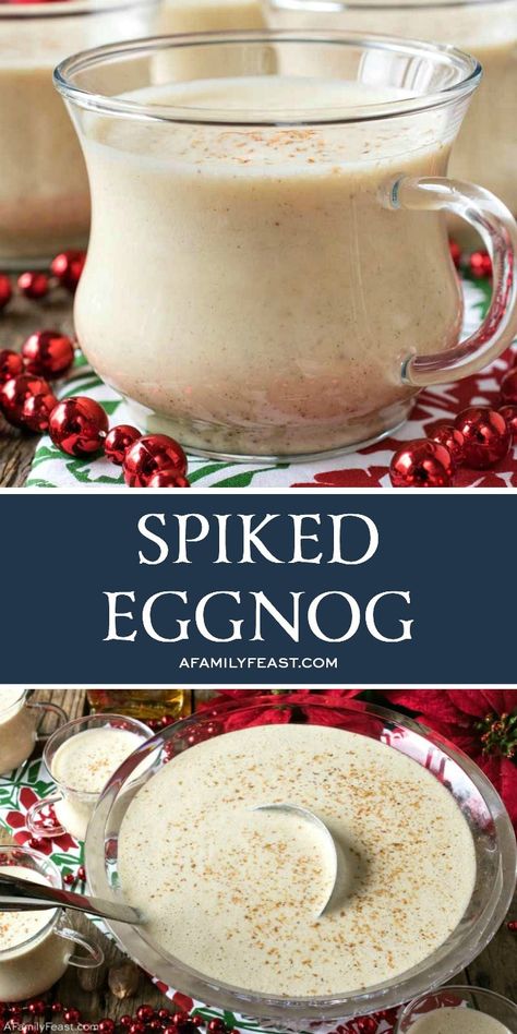 Spiked Eggnog Egg Nog Shots Alcohol, Egg Nog Recipe Homemade Alcoholic, Boozy Eggnog Recipe, Spiked Eggnog Recipe Easy, Spiked Eggnog Recipe, Eggnog Recipe Spiked, Alcoholic Eggnog, Eggnog Drinks, Eggnog Recipe Homemade