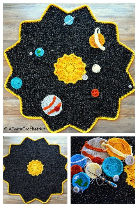 Space Ripple Baby Blanket Free Crochet Pattern - Cool Creativities Cool Crochet Blanket, Crochet Ripple Baby Blanket, Baby Crochet Blanket, Pattern Rainbow, Confection Au Crochet, Crochet Stars, Crochet Circles, Manta Crochet, Crochet Afghans