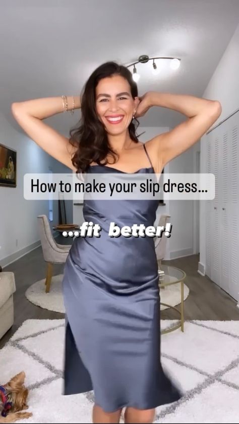 Doranellys Patton (@doranellyspatton) posted on Instagram: “💃🏻I love slip dresses, and anytime I can make them fit or look better is a game changer. Tag a friend that loves fashion hacks!♥️ Outfit…” • May 18, 2022 at 5:04pm UTC Slip Dress With Harness, How To Make A Slip Dress Fit Better, Slip Dress Hack, Slip Dress Fit Hack, Slip Dress Alteration, Chic Sleeveless Slip Dress With Built-in Bra, Strappy Dress Outfit, Cheap Sleeveless Slip Dress With Built-in Bra, Satin Dress Outfit Casual