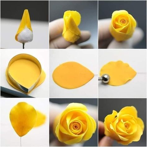 Cercei Din Lut Polimeric, Sugar Flowers Tutorial, Fondant Flower Tutorial, Fondant Cake Designs, Fondant Rose, Gumpaste Flowers, Austin Rose, Cake Decorating Kits, Cake Decorating Frosting