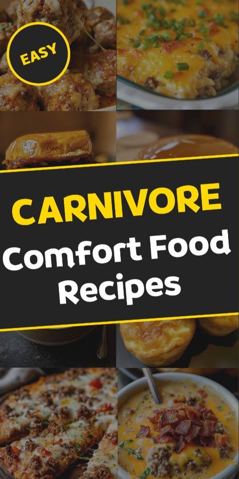 Best carnivore diet comfort food recipes! Tasty and easy to make recipes. Perfect for keto too! #Carnivore #Keto #CarnivoreRecipes Carnival Eats Recipes, Carnivore Dinner, Carnivore Diet Meal Plan, Carnivore Diet Recipes, Best Comfort Food Recipes, Caveman Diet Recipes, Carnivore Keto, Comforting Meals, Easy To Make Recipes