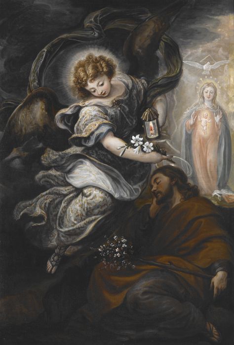 Saint Joseph Art, St Jose, Joseph Dreams, St Joseph Catholic, Biblical Artwork, Catholic Wallpaper, Son Of David, Blessed Is She, Angel Images