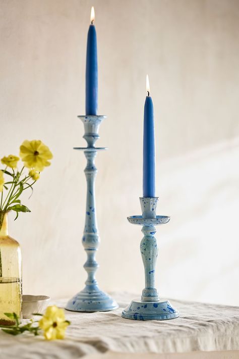 Complete your tablescape with the soft glow of a taper candle, held in this enameled candlestick. Anthropologie Candle Holder, Anthropologie Candle, Nifty Crafts, Pottery Candle, Taper Holders, Ceramic Candle Holders, Easter Shopping, Creative Living, Ceramic Candle