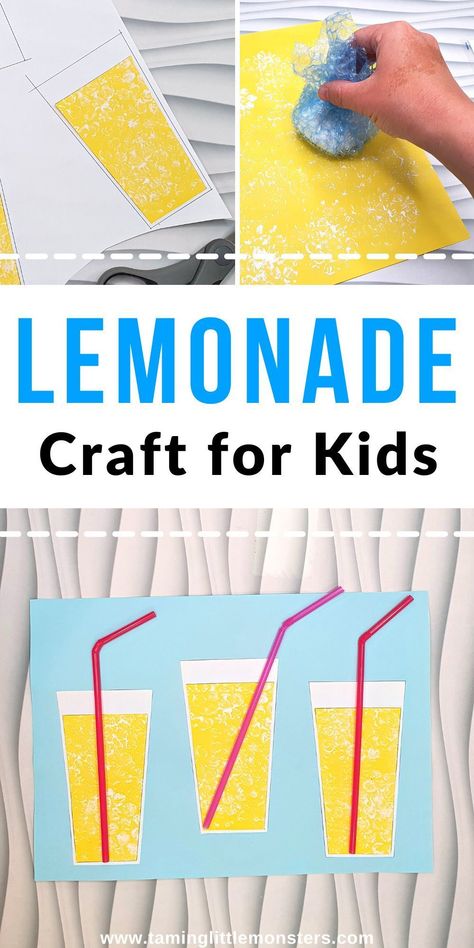 Lemonade Preschool Craft, Summer Season Activities For Preschool, Summer Season Activity, Preschool Lemonade Craft, Lemonade Crafts For Kids, Lemonade Activity For Preschool, Lemonade Crafts Preschool, Lemon Art Activities, Yellow Crafts Preschool