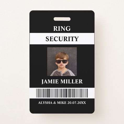 Ring Security Agent Photo ID Ring Bearer Badge  Zazzle Ring Security Badge, Ring Bearer Ring Security, Ring Security Ring Bearer, Security Ring Bearer, Ring Security Wedding, Ring Bearer Security, Ring Bearer Proposal, Security Badge, Ring Security