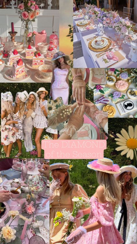 Tea party inspo for bachelorette themes! Bridal Picnic, Bridal Shower Tea Party Theme, Diamond Of The Season, Tea Party Attire, Hens Party Themes, Bridal Tea Party, Tea Party Theme, Bachelorette Themes, Bachelorette Party Bride