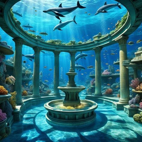 Mama Wata, Atlantis Wallpaper, Sirius Starseed, Underwater House, Underwater Scenes, Planet Coaster, Underwater Theme, Underwater City, Sea Life Art