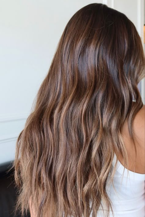 Brunette Caramel Highlights, Lowlights Hair, Light Brunette Hair, Honey Brown Hair, Brown Hair Looks, Brown Hair Inspo, Brunette Hair With Highlights, Highlights And Lowlights, Hair With Highlights