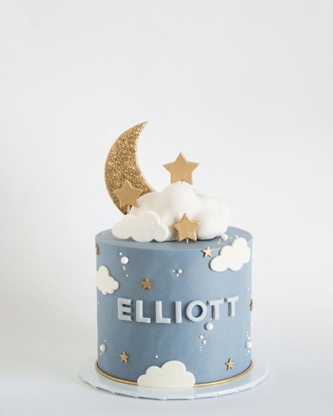 Moon Theme Cake, Over The Moon Cake Ideas, Sky Theme Cake, Star And Moon Cake, To The Moon And Back Cake, Moon Theme Birthday Cake, Over The Moon Baby Shower Cake, Over The Moon Cake, Moon Themed Cake