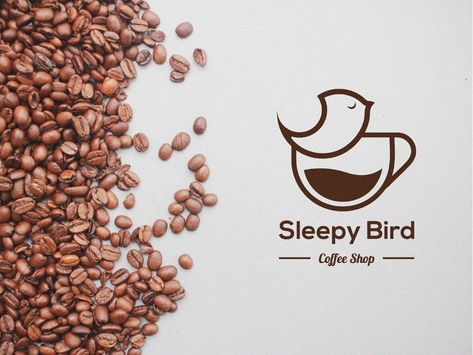 Logo Design for Sleepy Birds Coffee Shop by Mahdy Hasan Hridoy Bird Coffee Logo, Night Jar, Bird Logo Design, Logo Coffee, Illustration Art Kids, Bird Logo, Coffee Logo, Bird Logos, Tiny Bird