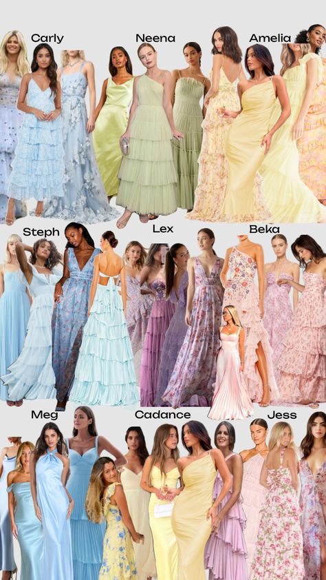 Vestidos Color Pastel, Pastel Bridesmaids, Floral Bridesmaid Dresses, Dress Code Wedding, Pastel Dress, Guest Attire, Wedding Attire Guest, Garden Party Wedding, Pastel Wedding