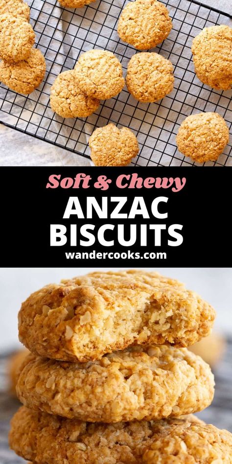 Anzac Biscuits Chewy, Oat Biscuits Recipe, Oat Biscuit Recipe, Self Raising Flour, Anzac Biscuits, Quick Oats, Golden Syrup, Biscuit Recipe, Easy Recipe