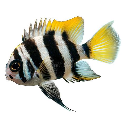 Striped Tropical Fish Isolated on White royalty free stock images Striped Fish, White Stock, Tropical Fish, Marine Life, Stock Images Free, White Background, Royalty, Royalty Free, Stock Images