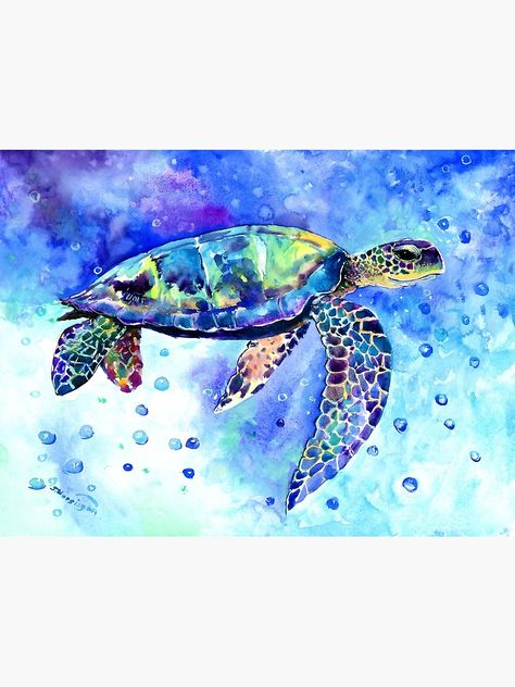 Sea Turtle wall artwork print design Hawaiian sea turtle painting, nautical beach house decor design children room #seaturtle #turtle art Sea Turtle Underwater, Paint Sea, Suren Nersisyan, Sea Turtle Watercolor, Sea Turtle Painting, Hawaiian Sea Turtle, Turtle Watercolor, Sea Turtle Art, Underwater Scene