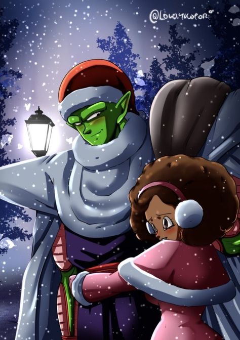 Piccolo And Janet, Piccolo X Janet, Dragonball Super, Drawing Prompt, Romantic Art, Couple Cartoon, Dragon Ball Art, Super Saiyan, Son Goku