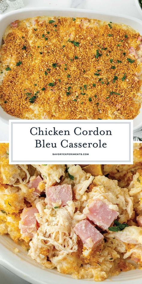 With all the flavors of classic chicken cordon bleu, this Chicken Cordon Bleu Casserole simplifies things for the ultimate EASY dinner! Chicken Cordon Bleu Casserole Recipe, Chicken Cordon Bleu Recipe, Cordon Bleu Casserole, Cordon Blue, Chicken Cordon Bleu Casserole, Chicken Casserole Easy, The Whoot, Best Casseroles, Chicken Cordon