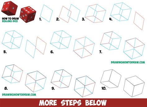 How to Draw Dice Rolling or Being Rolled with Easy Step by Step Drawing Tutorial for Beginners Dice Drawing Step By Step, Dice Drawing Easy, Dice Roll Drawing Prompts, How To Draw Dice Step By Step, How To Draw Dice, 20 Sided Dice Drawing, Roll Dice Drawing Game, Dice Drawing, 3d Dice