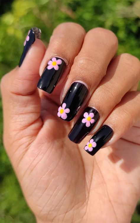 Nail Designs Pink, Neon Nail Colors, Marble Acrylic Nails, Sunflower Nail Art, Nails Floral, Nails Flowers, Natural Nail Designs, Summer Gel Nails, Summer Nail Designs