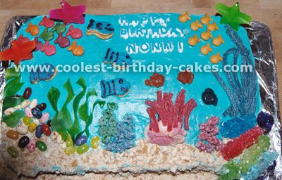 Awesome DIY Birthday Cake Ideas for the Homemade Cake Decorating Enthusiast Ocean Birthday Cakes, Ocean Cake, Boy Cakes, Hostess Cupcakes, Ocean Theme Birthday, Wonderland Cake, Ocean Cakes, Diy Birthday Cake, Sea Cakes