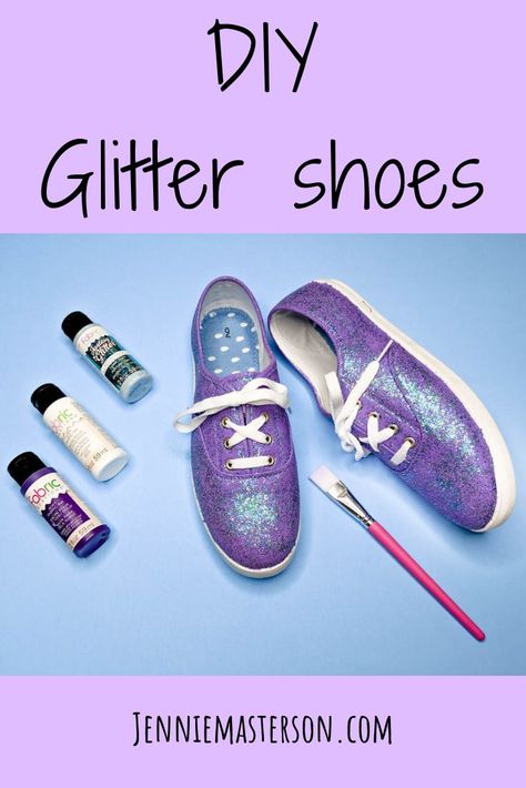 DIY glitter shoes! These are too cute! They also make for a fun and easy craft project for adults and teens. And with that glitter aesthetic they are sure to please just about everyone. #glitter #craftidea #paint #diy #tutorial #shoes Fun Crafts For Adults, Craft For Teens, Diy Glitter Shoes, Fun Crafts For Teens, Glitter Aesthetic, How To Make Glitter, Fun Costumes, Craft Projects For Adults, Shoe Makeover