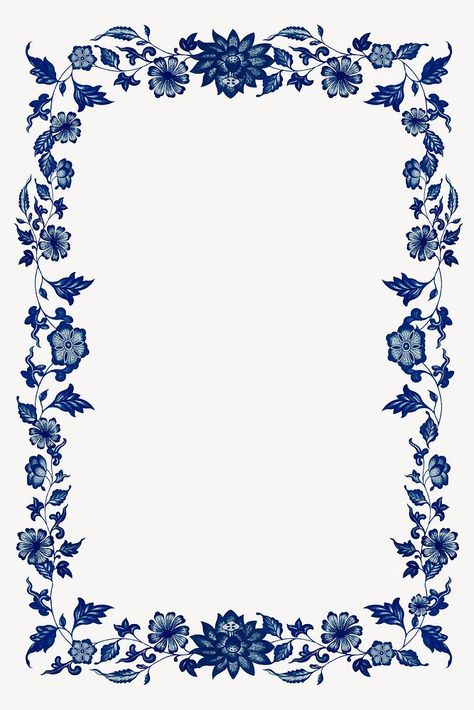 Download premium psd / image of Blue vintage flower frame, decorative design psd by Kappy about blue floral frames chinoiserie, owen jones, aesthetic, blank space, and bloom 6341328 Aesthetic Frame, Certificate Background, Bible Wall Art, Note Writing Paper, Flower Graphic Design, Victorian Wallpaper, Page Borders Design, Floral Frames, Vintage Borders