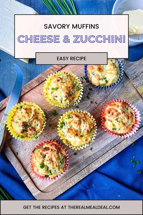 Easy Savoury cheese and zucchini muffins recipe with courgette / zucchini and chives Savoury Muffins, Zucchini Muffin Recipes, Savory Cheese, Savory Muffins, Cheese Muffins, Zucchini Muffins, Skim Milk, Grated Cheese, Breakfast Lunch