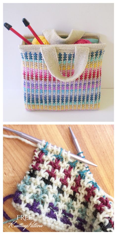 Knitting Club Ideas, Knitting Patterns Bags Free, Purse Knitting Patterns Free, Knitted Purse Patterns Free, Knit Purses And Bags Free Pattern, Scrappy Knitting Projects, Scrap Knitting, Small Knit Bag Pattern Free, Scrap Yarn Knitting