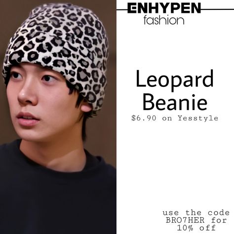 [use the code BRO7HER for 10% off] enhypen heeseung leopard beanie affordable alternative Leopard Beanie, Leopard Hat, Outfit Idea, Celebrity Style, Winter Hats, Outfit Inspirations, Celebrities, Quick Saves