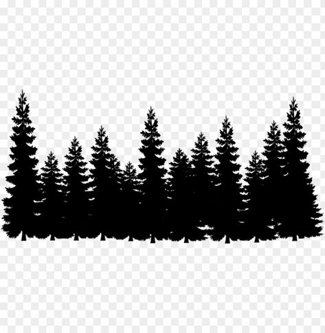 Pine Trees Silhouette, Black And White Forest, Forest Clipart, Trees Silhouette, Background Png Images, Pine Tree Silhouette, Forest Silhouette, Family Cabin, Silhouette Tattoos