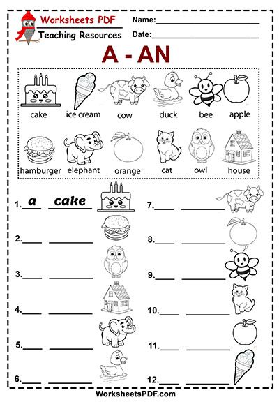 Articles In English, Indefinite Articles, Definite And Indefinite Articles, Articles Worksheet, Articles For Kids, English Grammar For Kids, Kindergarten Phonics Worksheets, English Worksheets For Kindergarten, Grammar For Kids