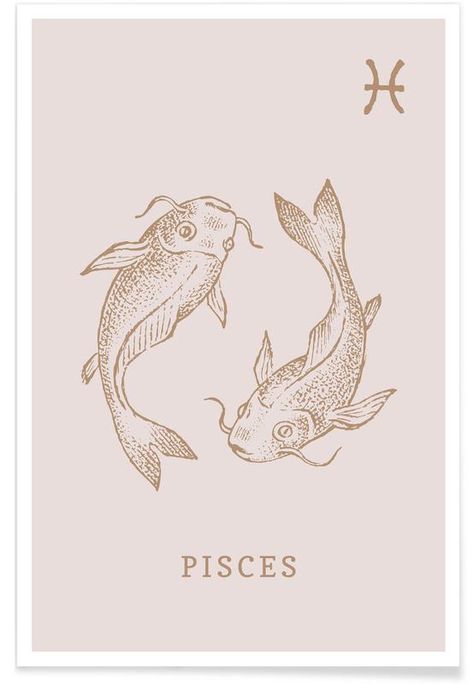 Pisces Poster, Simple Poster, Astrology Art, Flora Fauna, Zodiac Art, Pisces Zodiac, Vintage Fishing, Aluminum Prints, Cool Art Drawings