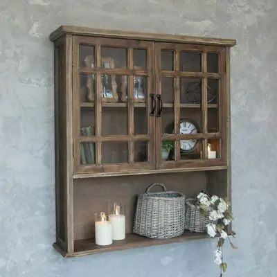 THE TIN ROOF | Shop Sales Events Antique Farmhouse Wooden Wall Cabinet, Cabinet Wood, Hanging Cabinet, Candle Displays, Cabinet Features, Wooden Cabinets, House Projects, Antique Farmhouse, Decorative Accents