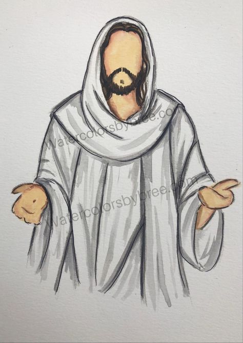 Portraits of Christ – Watercolorsbybree How To Draw Jesus, Church Drawing Easy, Christian Sketches, Faith Drawings, Christian Drawings Inspiration, Jesus Drawings Sketches, Christian Drawings Easy, Jesus Doodles, Faith Drawing