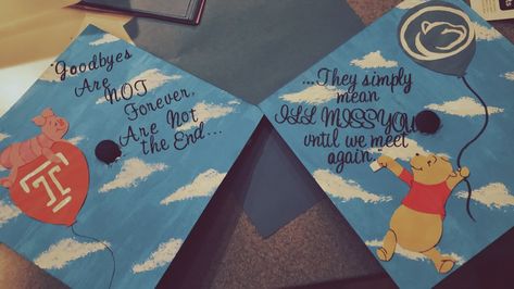 Winnie the Pooh grad cap! #gradcap #graduation #graduationcap #winniethepooh #winniethepoohgradcap #disney #disneygradcap Disney Grad Caps, Graduation Diy Decorations, Disney Graduation Cap, Diy Graduation Decorations, Teacher Graduation Cap, Funny Graduation Caps, Creative Graduation Caps, Disney Graduation, College Grad Cap Ideas