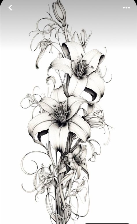 Japanese Lily Tattoo, Lillie Tattoo, Tattoos Lily, Black Lillies, Tiger Lily Tattoos, Dark Skin Tattoo, Liberty Tattoo, Lily Tattoo Design, Tattoo Design Tattoo