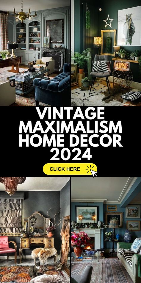 Redefine your living space with Vintage Home Decor Ideas, now elevated in a maximalist setting. Uncover imaginative concepts that intertwine vintage charm with maximalist flair, injecting personality and vibrancy into your cherished abode. Classy Maximalist Decor, Maximalist Decor Ideas, Eclectic Maximalist Living Room, Colourful Maximalist Decor, Maxamilist House, Maximalism Living Room, Maximalist Decor Modern, Maximalism Home, Maximalism Interior Design