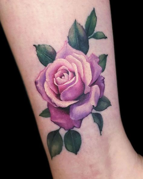 Pink Rose Tattoo, Rose Stem Tattoo, Bubble Tattoo, Purple Rose Tattoos, Pink Rose Tattoos, Realism Tattoos, Mama Tried, Watercolor Tattoo Flower, Red Rose Tattoo