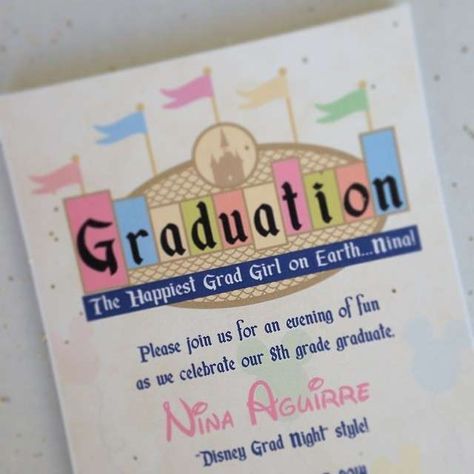 Disney Graduation/End of School Party Ideas | Photo 1 of 17 | Catch My Party Nineteenth Birthday, End Of School Party Ideas, Disney Graduation Cap, End Of School Party, Disney Parties, School Party Ideas, Disney Graduation, Disneyland Birthday, 8th Grade Graduation