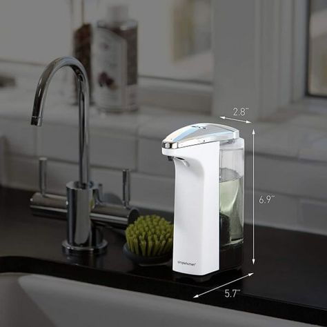 simplehuman Touch Free Liquid Soap Dispenser - The Foyager Small Sinks, Colored Mason Jars, Mason Jar Soap Dispenser, Dimensional Wall Art, Liquid Soap Dispenser, Soap Pump Dispenser, Small Sink, Dimensional Wall, Soap Pump