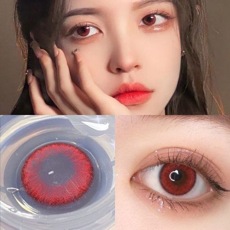 Colored Contacts Halloween, Red Eyes Contacts, Red Contacts Lenses, Eye Shape Makeup, Eye Lens Colour, Eye Color Chart, Cosmetic Contact Lenses, Eye Contact Lenses, Color Eyes